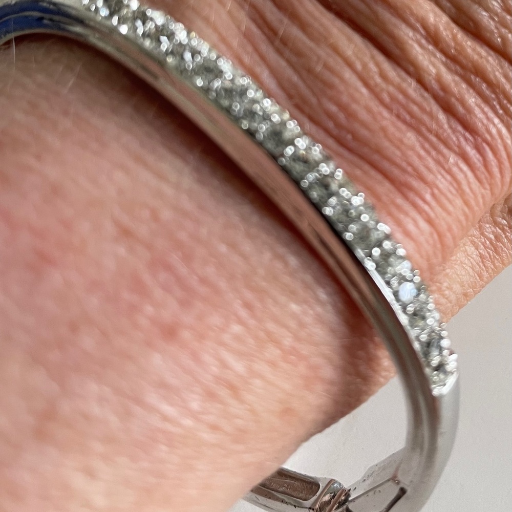 Swarovski Silver Toned Hinged Bangle